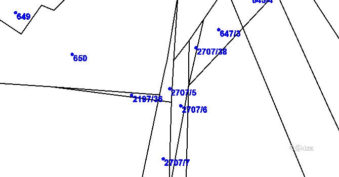 Parcela st. 2707/5 v KÚ Louky nad Olší, Katastrální mapa