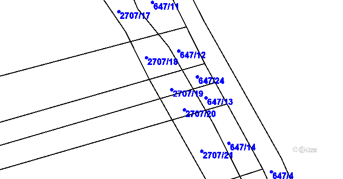 Parcela st. 2707/19 v KÚ Louky nad Olší, Katastrální mapa
