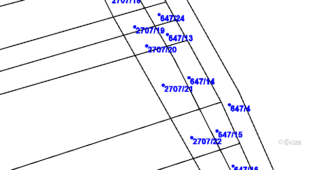 Parcela st. 2707/21 v KÚ Louky nad Olší, Katastrální mapa