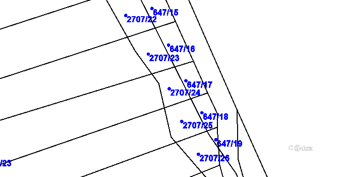 Parcela st. 2707/24 v KÚ Louky nad Olší, Katastrální mapa