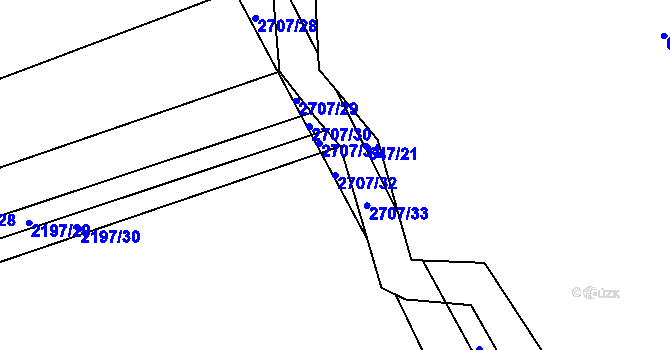 Parcela st. 2707/32 v KÚ Louky nad Olší, Katastrální mapa