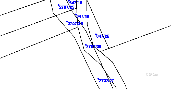 Parcela st. 2707/36 v KÚ Louky nad Olší, Katastrální mapa