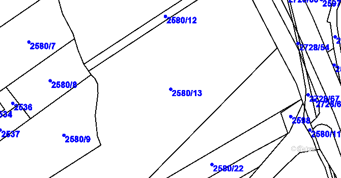 Parcela st. 2580/13 v KÚ Louky nad Olší, Katastrální mapa