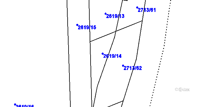 Parcela st. 2619/14 v KÚ Louky nad Olší, Katastrální mapa