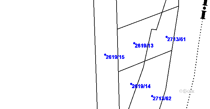 Parcela st. 2619/15 v KÚ Louky nad Olší, Katastrální mapa