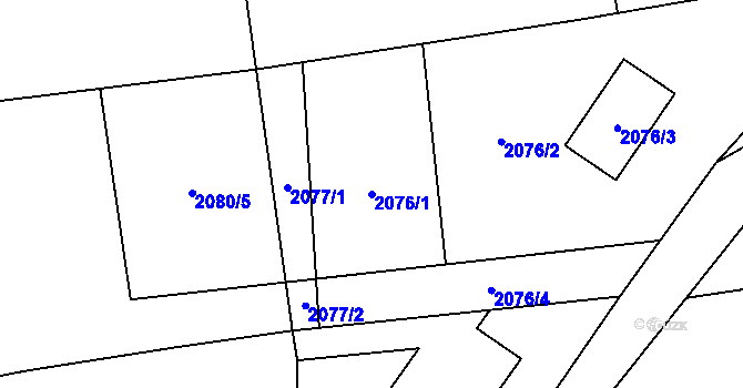 Parcela st. 2076/1 v KÚ Louky nad Olší, Katastrální mapa