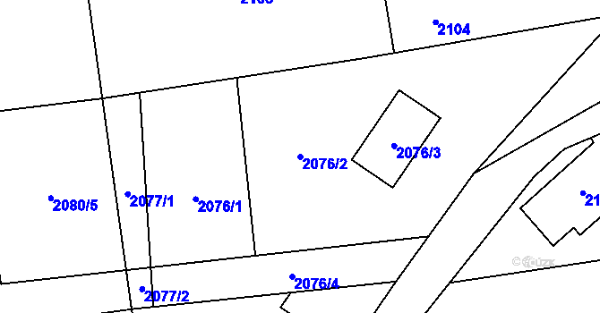 Parcela st. 2076/2 v KÚ Louky nad Olší, Katastrální mapa