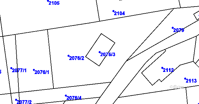 Parcela st. 2076/3 v KÚ Louky nad Olší, Katastrální mapa