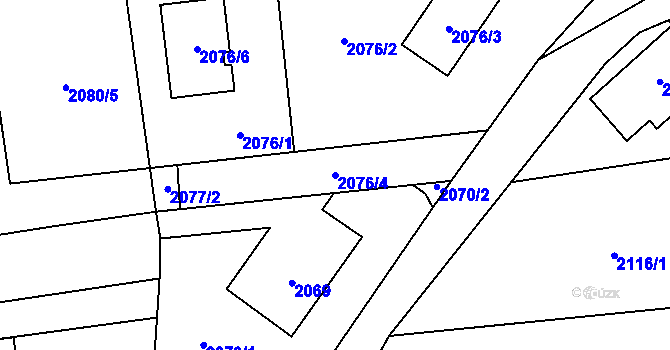 Parcela st. 2076/4 v KÚ Louky nad Olší, Katastrální mapa
