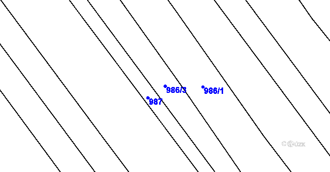 Parcela st. 986/3 v KÚ Louky nad Olší, Katastrální mapa
