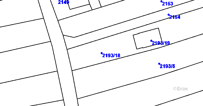 Parcela st. 2193/18 v KÚ Louky nad Olší, Katastrální mapa