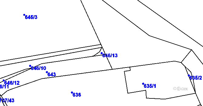 Parcela st. 646/13 v KÚ Louky nad Olší, Katastrální mapa