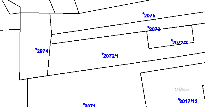 Parcela st. 2072/1 v KÚ Louky nad Olší, Katastrální mapa