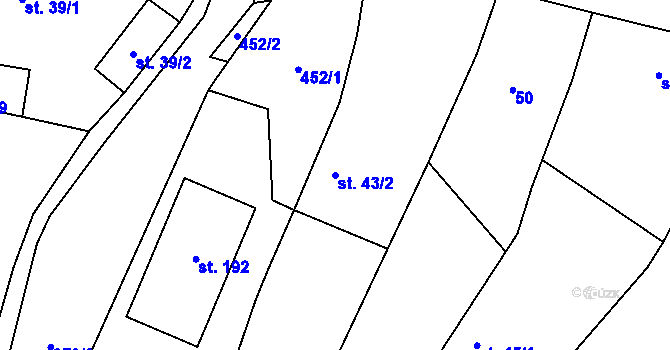 Parcela st. 43/2 v KÚ Lounky, Katastrální mapa