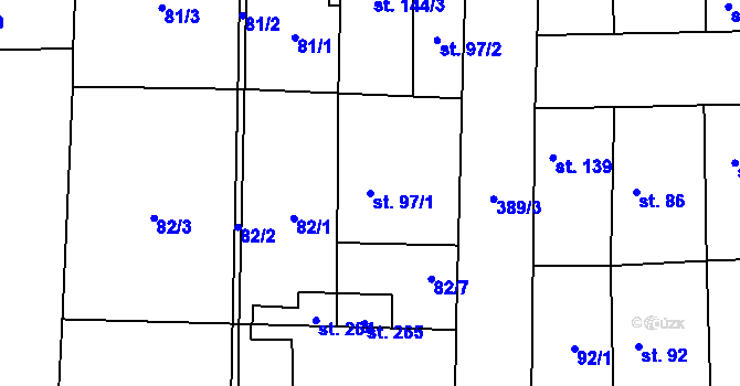 Parcela st. 97/1 v KÚ Lounky, Katastrální mapa