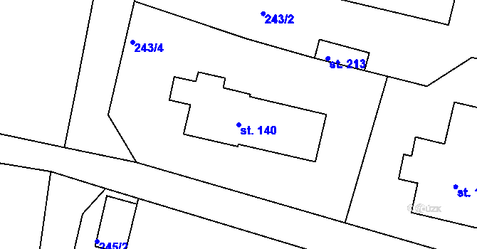 Parcela st. 140 v KÚ Lounky, Katastrální mapa