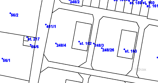 Parcela st. 162 v KÚ Lounky, Katastrální mapa