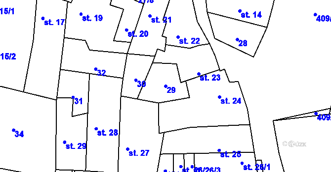 Parcela st. 29 v KÚ Lounky, Katastrální mapa