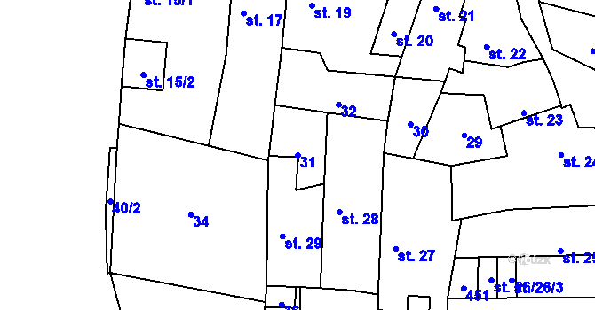 Parcela st. 31 v KÚ Lounky, Katastrální mapa