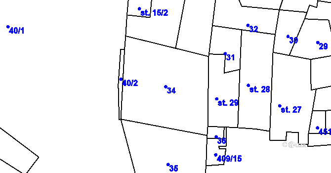 Parcela st. 34 v KÚ Lounky, Katastrální mapa