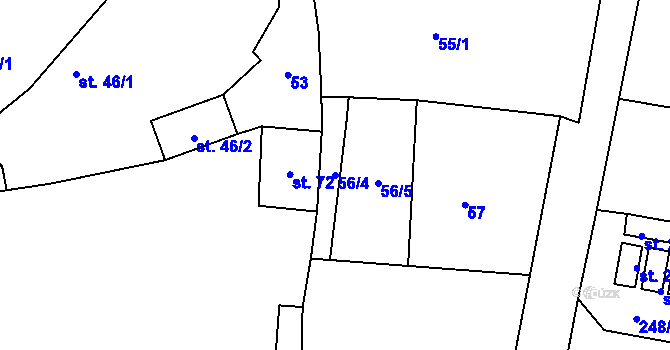 Parcela st. 56/4 v KÚ Lounky, Katastrální mapa