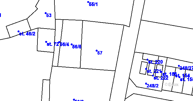Parcela st. 57 v KÚ Lounky, Katastrální mapa
