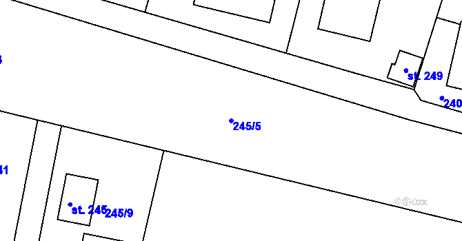Parcela st. 245/5 v KÚ Lounky, Katastrální mapa