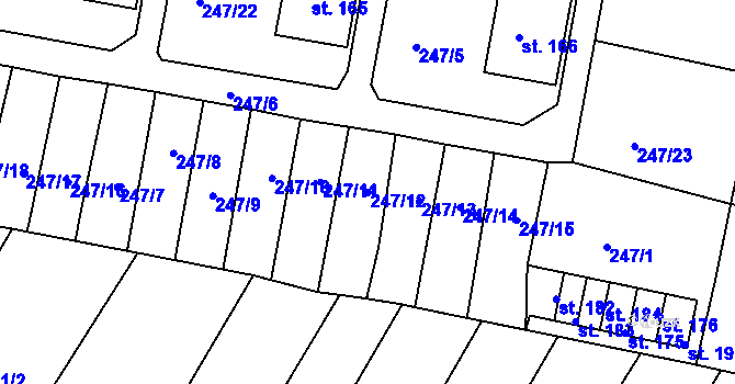 Parcela st. 247/12 v KÚ Lounky, Katastrální mapa