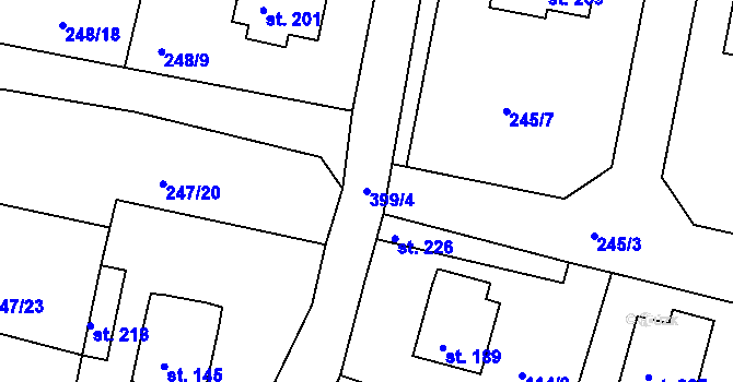 Parcela st. 399/4 v KÚ Lounky, Katastrální mapa