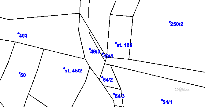 Parcela st. 49/4 v KÚ Lounky, Katastrální mapa