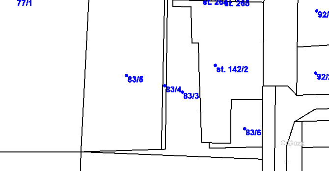 Parcela st. 83/4 v KÚ Lounky, Katastrální mapa