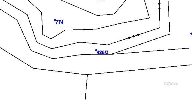 Parcela st. 426/3 v KÚ Lounky, Katastrální mapa