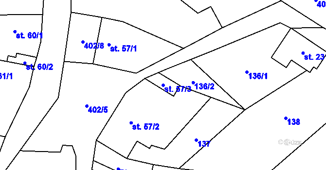 Parcela st. 57/3 v KÚ Lounky, Katastrální mapa