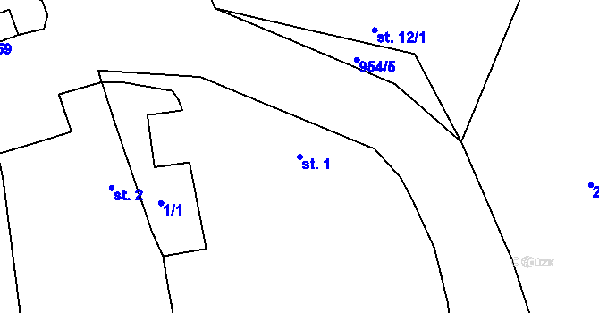 Parcela st. 1 v KÚ Louňová, Katastrální mapa