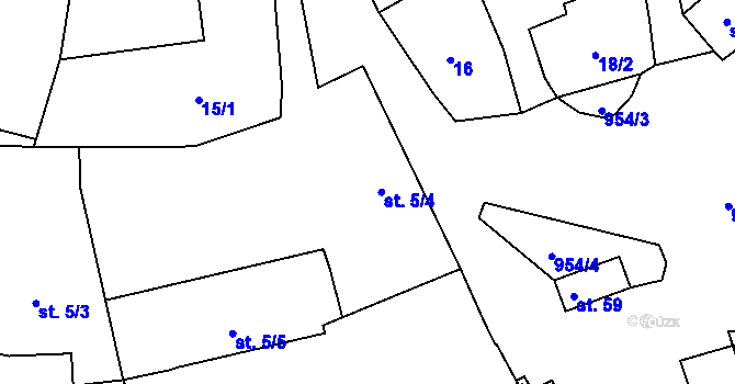 Parcela st. 5/4 v KÚ Louňová, Katastrální mapa