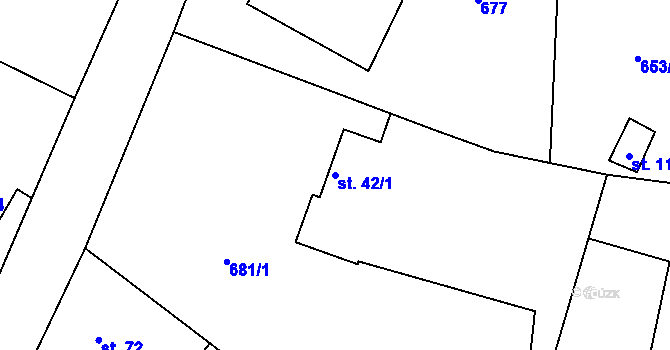 Parcela st. 42/1 v KÚ Louňová, Katastrální mapa