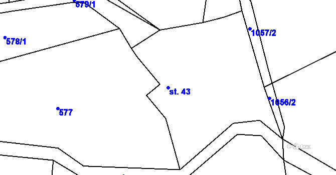 Parcela st. 43 v KÚ Louňová, Katastrální mapa