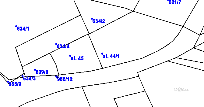 Parcela st. 44/1 v KÚ Louňová, Katastrální mapa