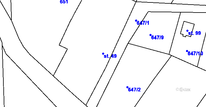 Parcela st. 49 v KÚ Louňová, Katastrální mapa