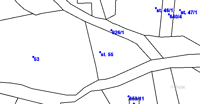 Parcela st. 55 v KÚ Louňová, Katastrální mapa