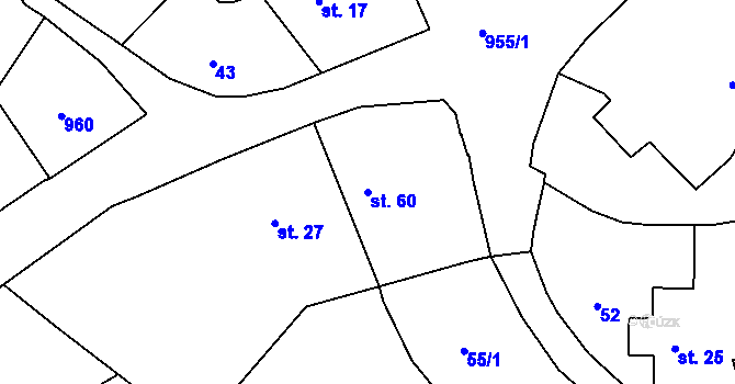 Parcela st. 60 v KÚ Louňová, Katastrální mapa