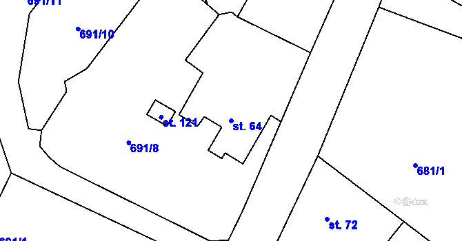Parcela st. 64 v KÚ Louňová, Katastrální mapa