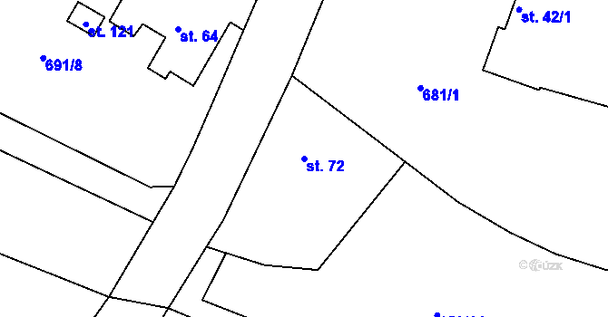Parcela st. 72 v KÚ Louňová, Katastrální mapa