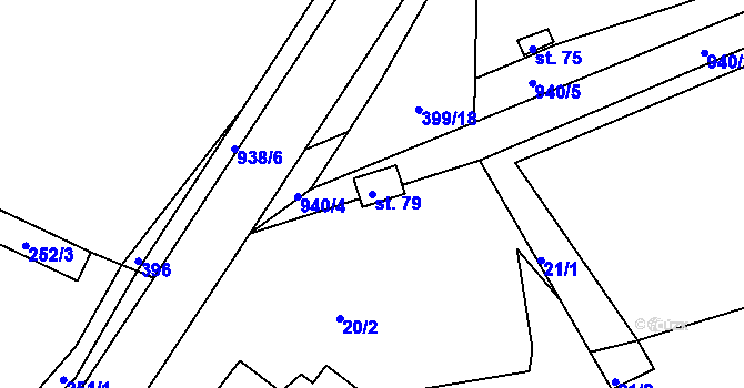 Parcela st. 79 v KÚ Louňová, Katastrální mapa