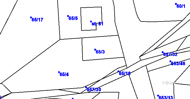 Parcela st. 65/3 v KÚ Louňová, Katastrální mapa