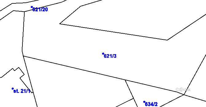 Parcela st. 621/3 v KÚ Louňová, Katastrální mapa