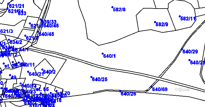 Parcela st. 640/1 v KÚ Louňová, Katastrální mapa