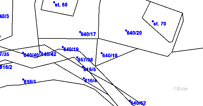 Parcela st. 640/18 v KÚ Louňová, Katastrální mapa