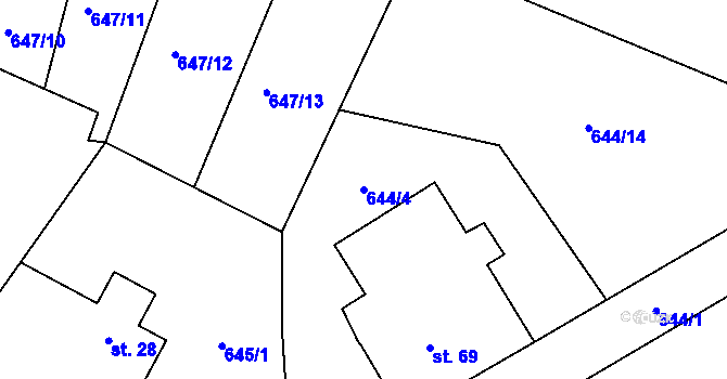 Parcela st. 644/4 v KÚ Louňová, Katastrální mapa