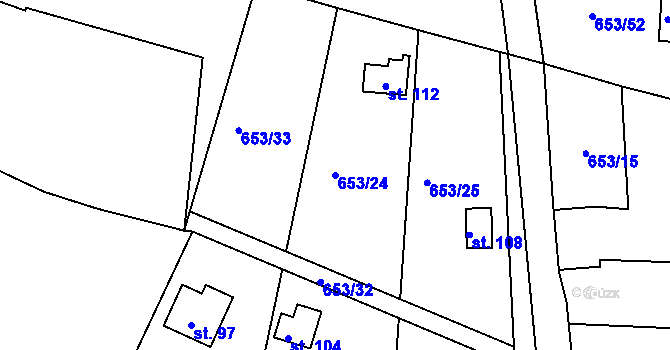 Parcela st. 653/24 v KÚ Louňová, Katastrální mapa